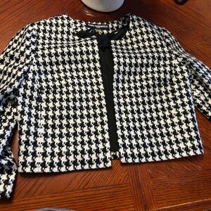 Karl Lagerfeld Black and White Houndstooth Blazer